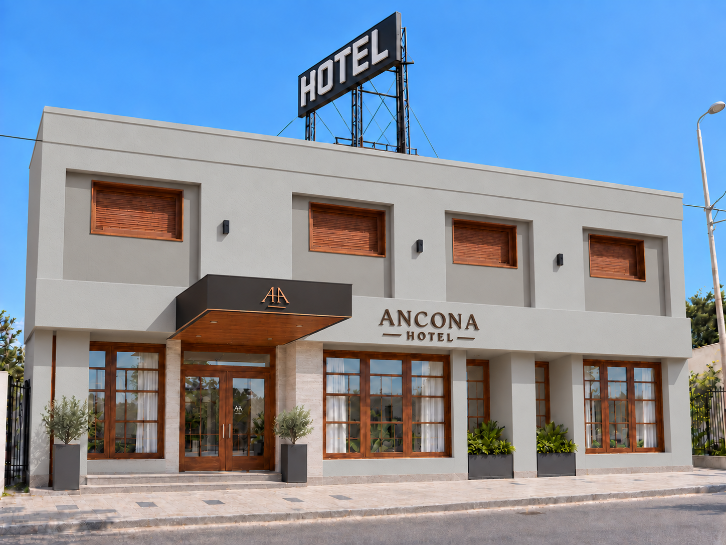 Ingreso al Hotel Ancona en Juan B. Justo 841
